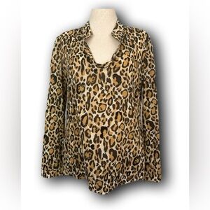 Tory Burch Leopard Print Blouse, scattered sequins